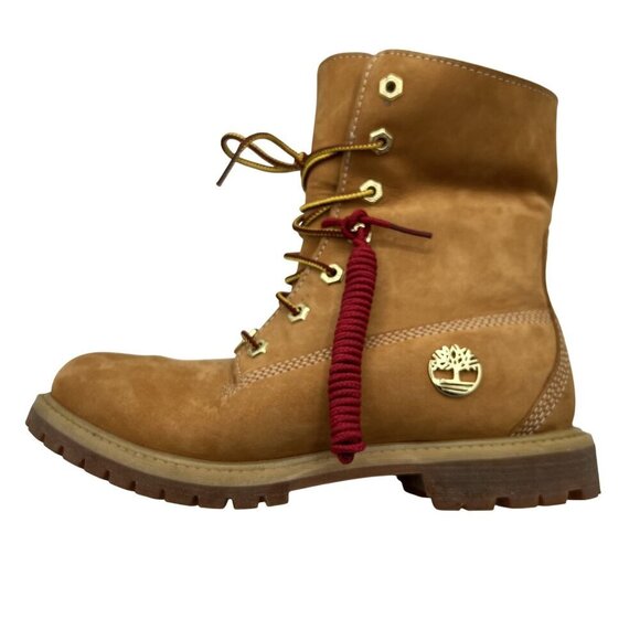 Timberland Womens 6.5W Teddy Fleece Fold-Down Wheat Waterproof Leather Boots - Picture 3 of 16